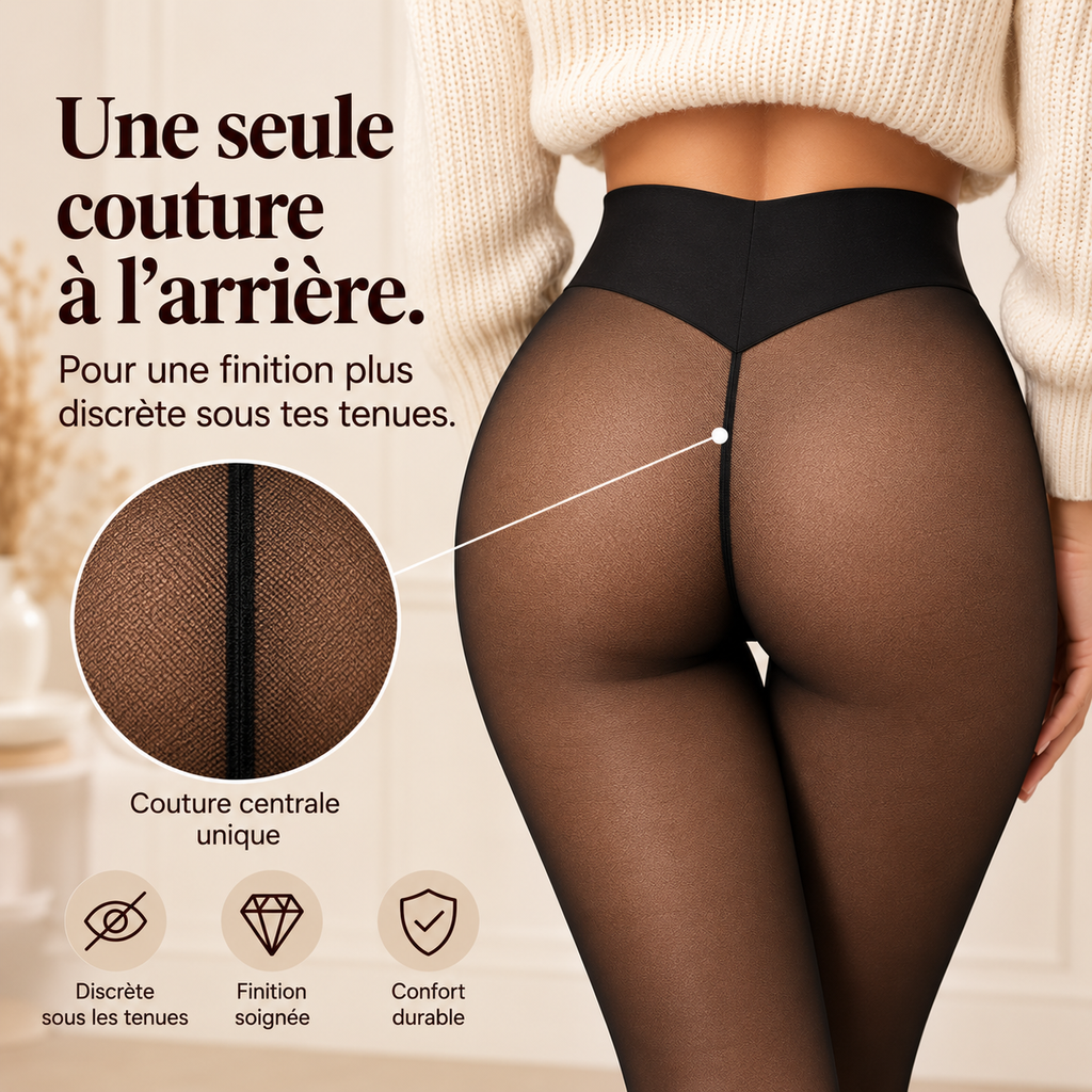 VICIENNA™ Premium - Collant polaire à ceinture gainante, effet peau naturelle