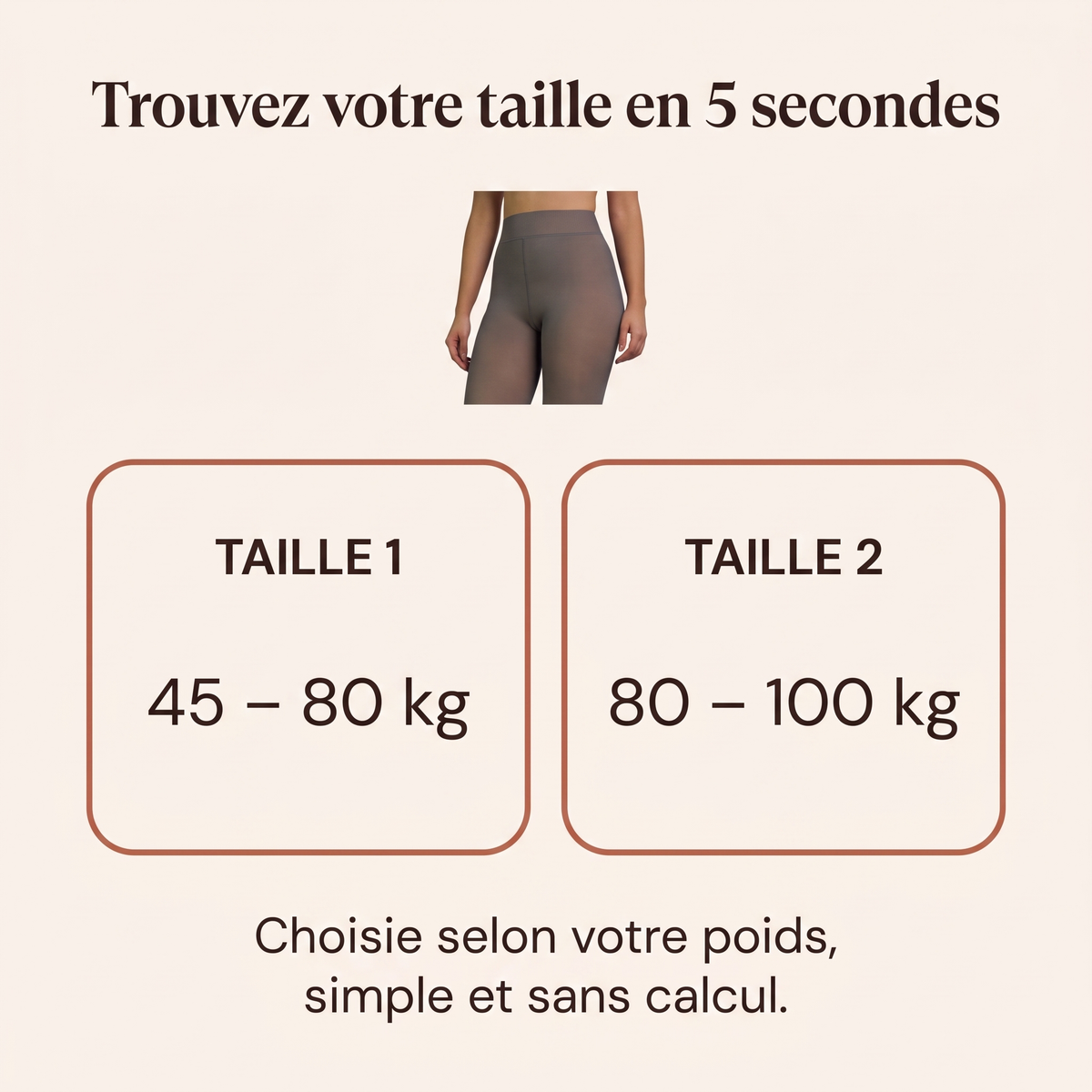 Guide des tailles : 45-80 kg et 80-100 kg
